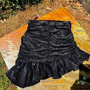 ZARA sparkly asymmetrical ruffle hem mini skirt